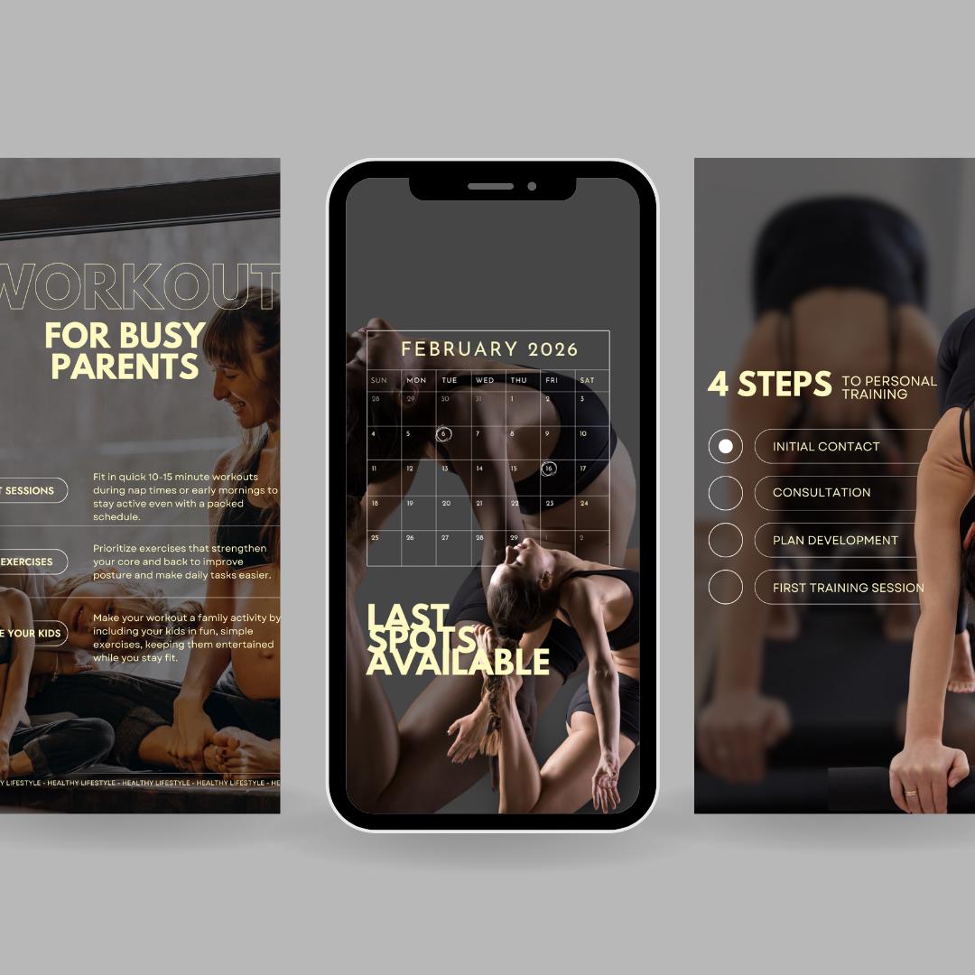 Personal Trainer Instagram Template Fitness Coach Instagram Template Posts Gym Trainer Fitness Trainer Social Media Dark Instagram Wellness