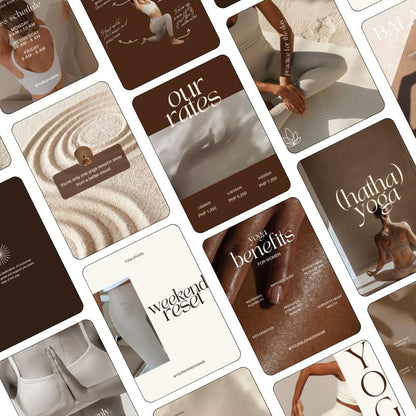 Yoga Teacher Instagram Templates | Neutral Canva Social Media Posts (Editable)