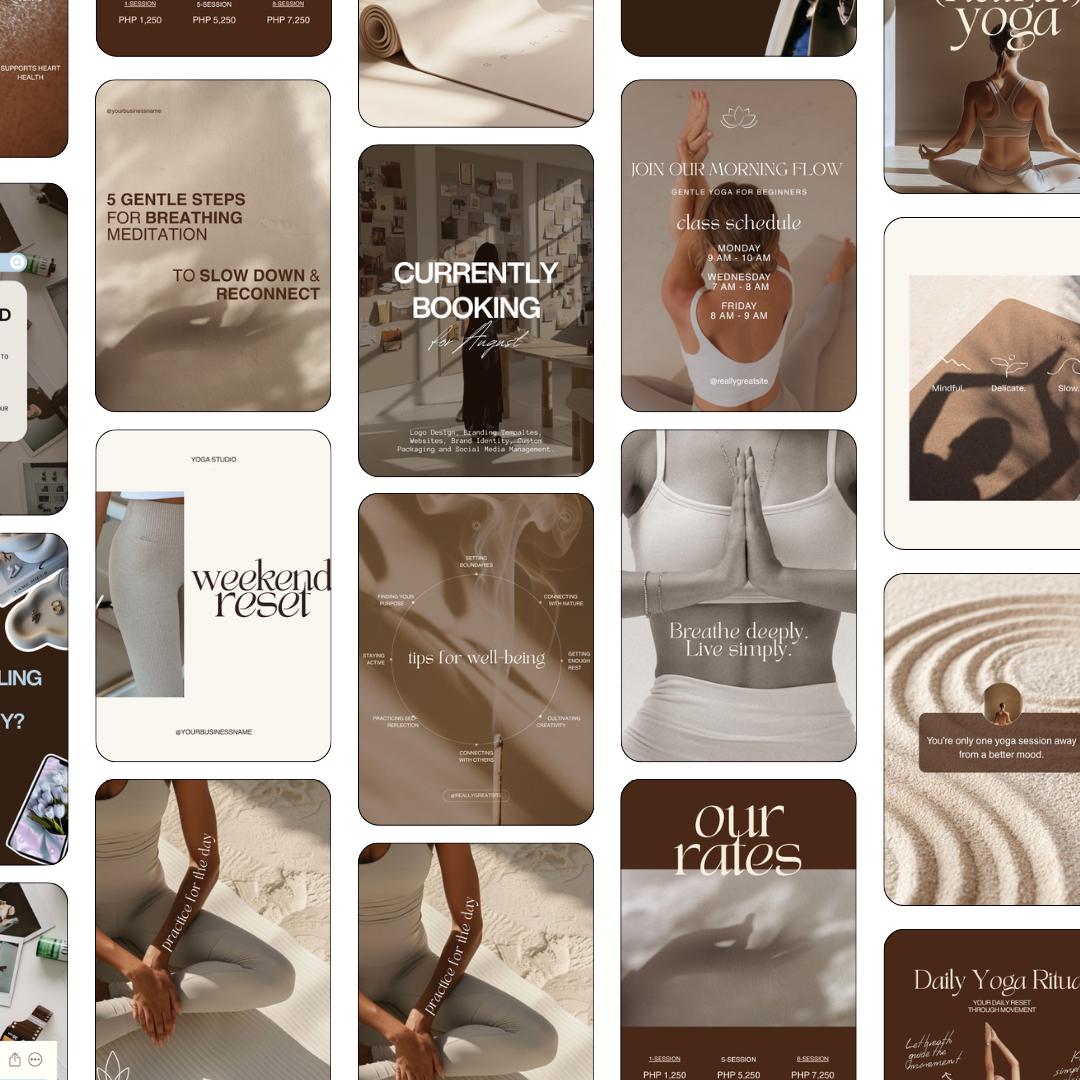 Yoga Teacher Instagram Templates | Neutral Canva Social Media Posts (Editable)