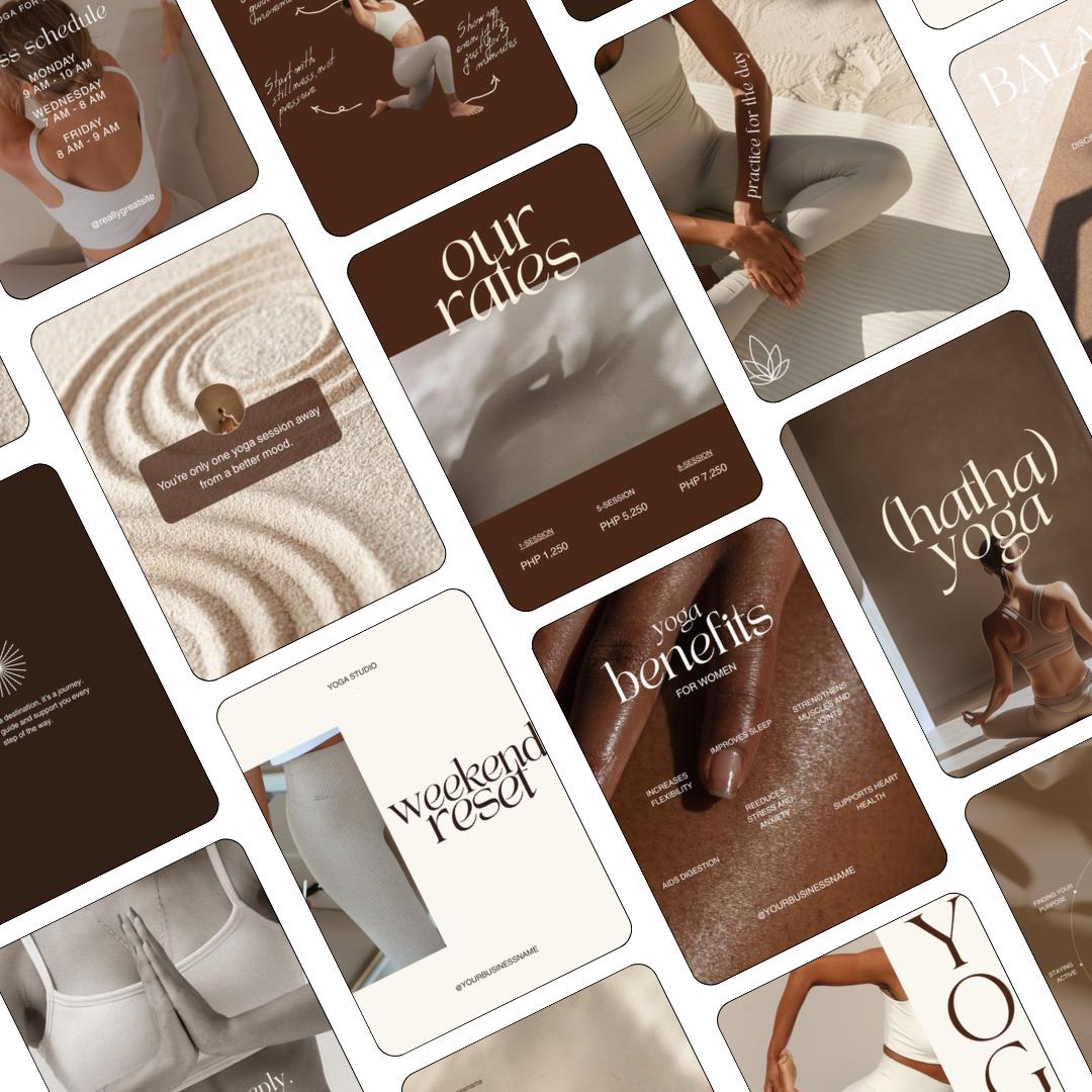 Yoga Teacher Instagram Templates | Neutral Canva Social Media Posts (Editable)