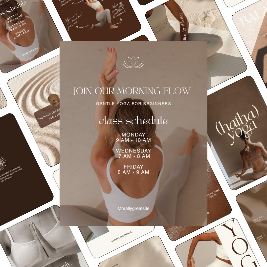 Yoga Teacher Instagram Templates | Neutral Canva Social Media Posts (Editable)