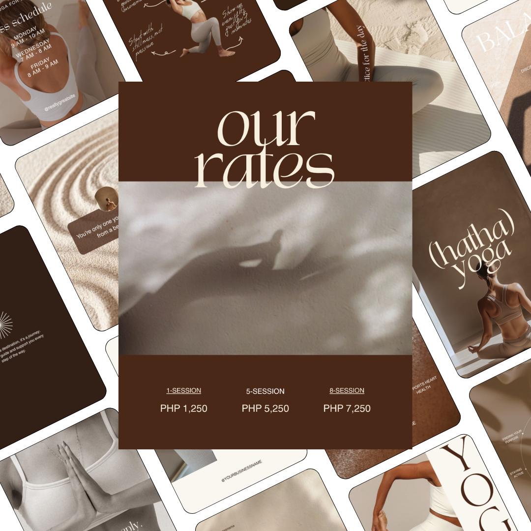 Yoga Teacher Instagram Templates | Neutral Canva Social Media Posts (Editable)