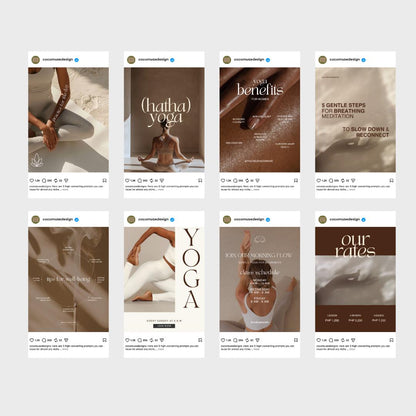 Yoga Teacher Instagram Templates | Neutral Canva Social Media Posts (Editable)