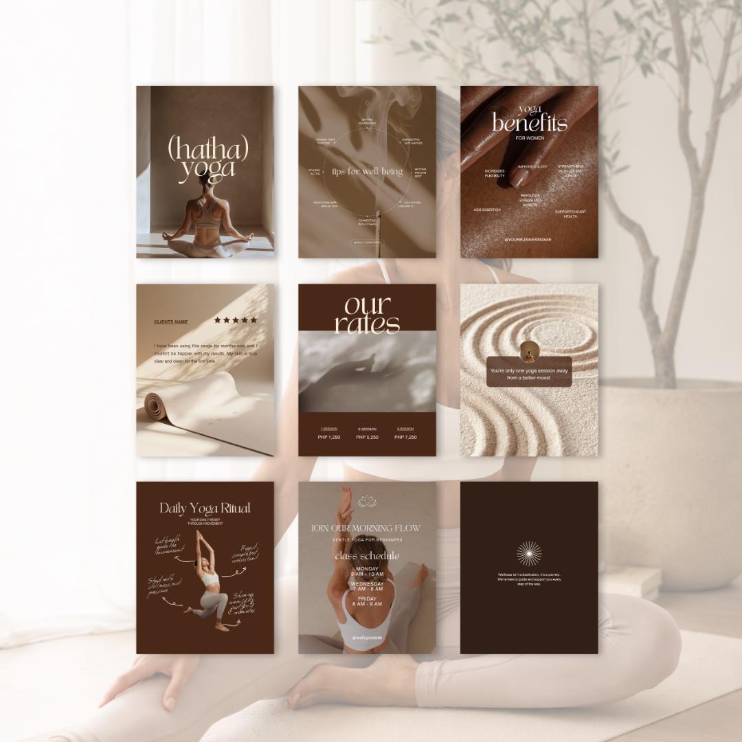 Yoga Teacher Instagram Templates | Neutral Canva Social Media Posts (Editable)