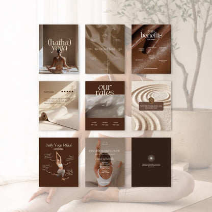 Yoga Teacher Instagram Templates | Neutral Canva Social Media Posts (Editable)