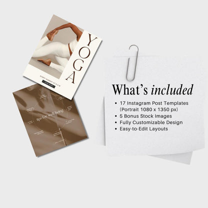Yoga Teacher Instagram Templates | Neutral Canva Social Media Posts (Editable)