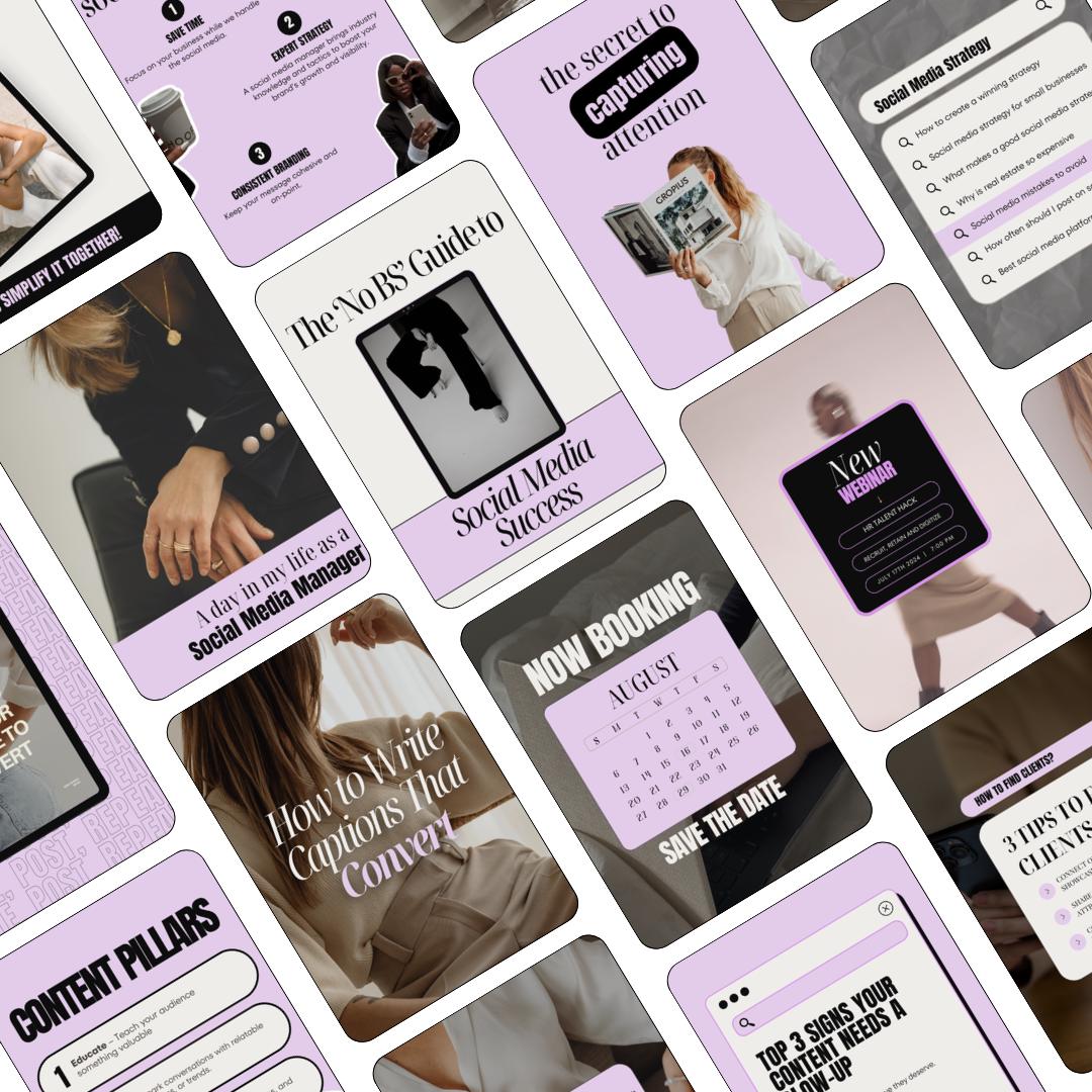 Bold Instagram Templates for Social Media Managers | Canva SMM Posts (Purple)
