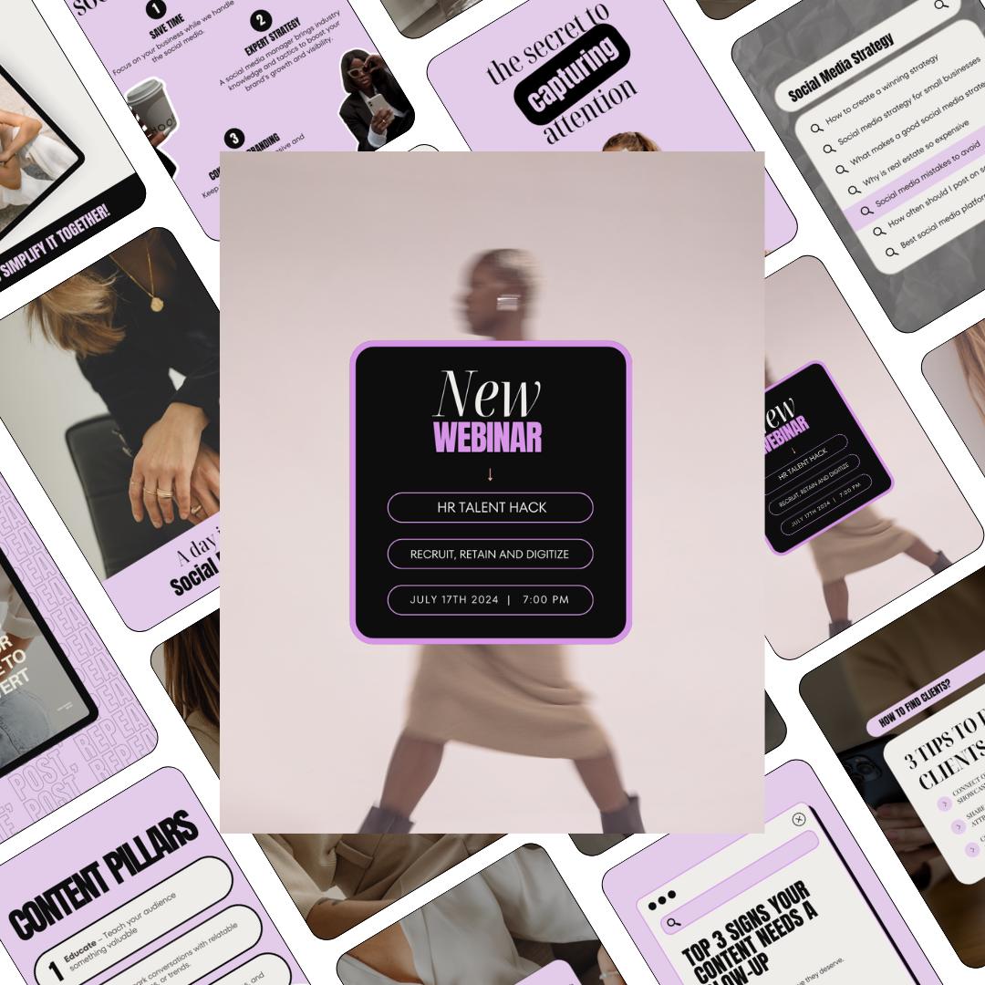 Bold Instagram Templates for Social Media Managers | Canva SMM Posts (Purple)