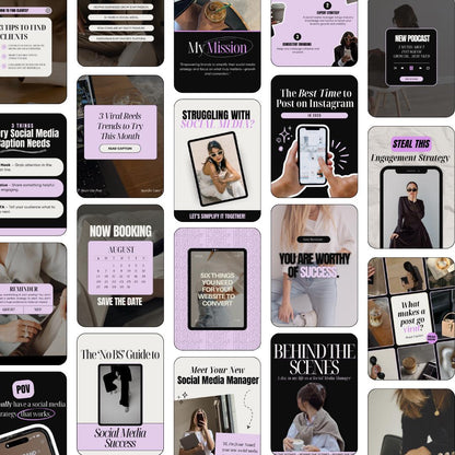Bold Instagram Templates for Social Media Managers | Canva SMM Posts (Purple)