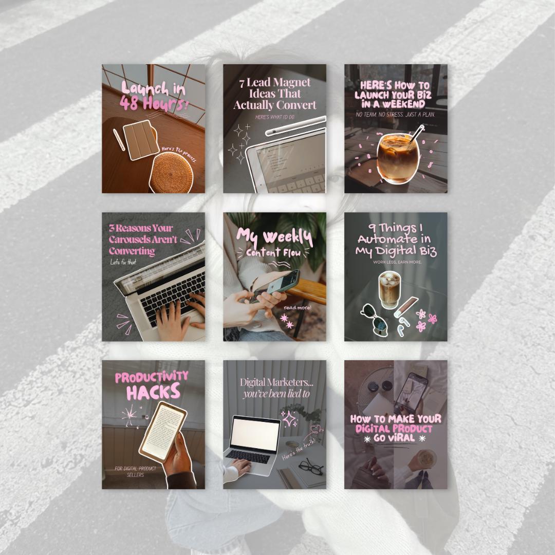 Pink Instagram Carousel Cover Templates | Canva Social Media Posts (Digital Download)