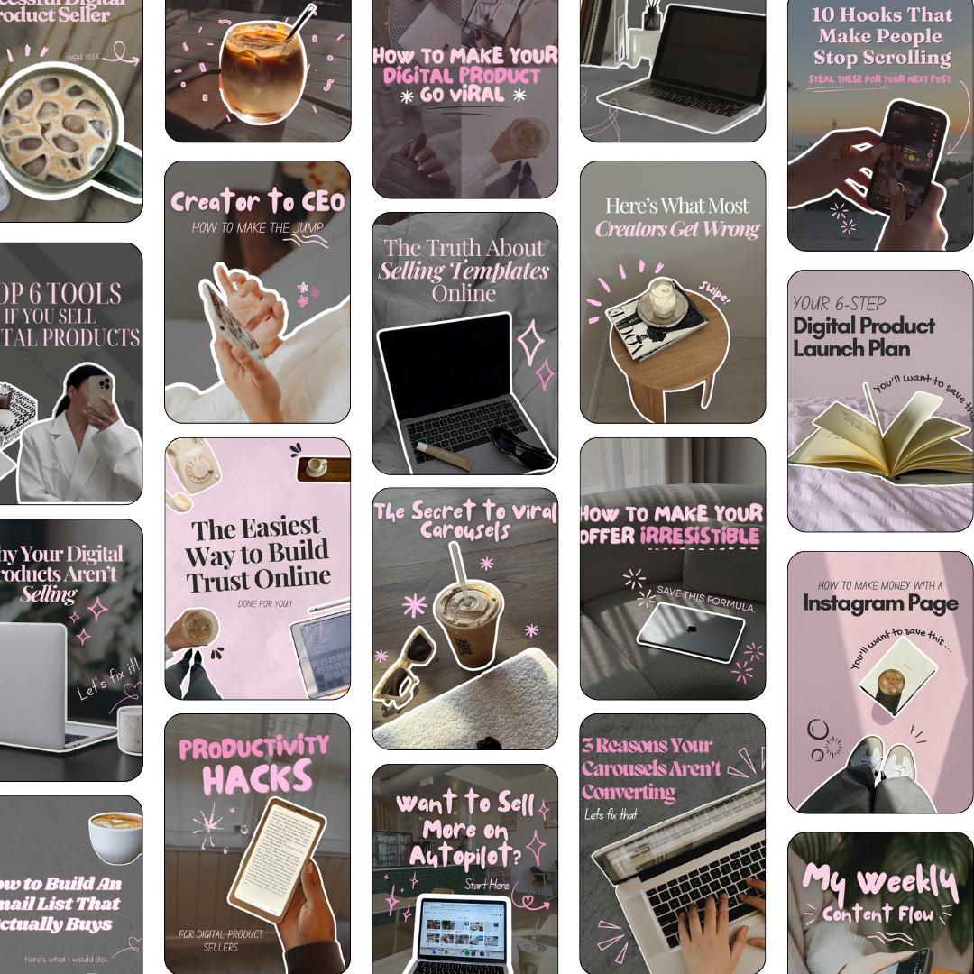 Pink Instagram Carousel Cover Templates | Canva Social Media Posts (Digital Download)