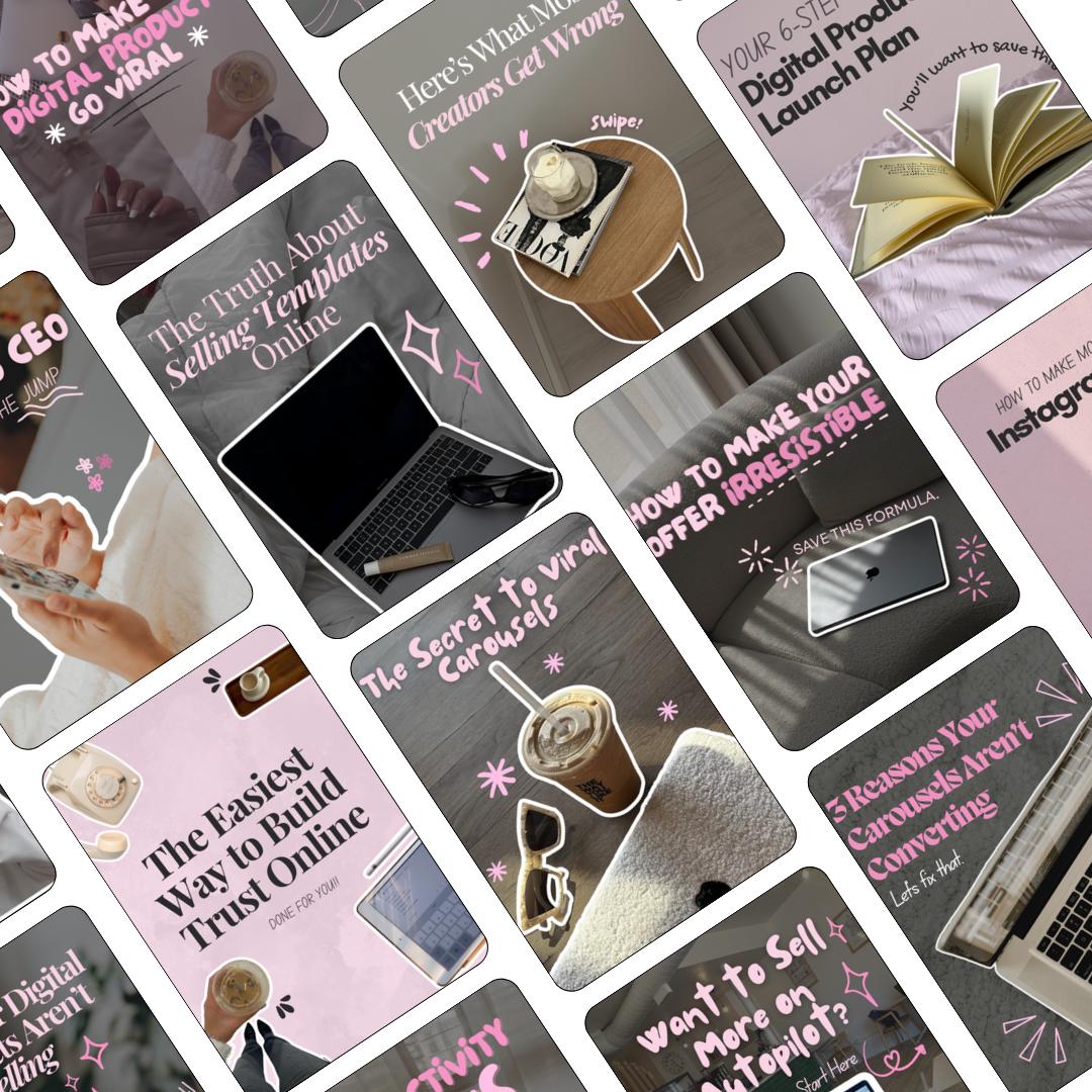 Pink Instagram Carousel Cover Templates | Canva Social Media Posts (Digital Download)