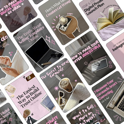 Pink Instagram Carousel Cover Templates | Canva Social Media Posts (Digital Download)