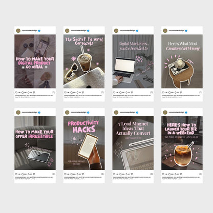 Pink Instagram Carousel Cover Templates | Canva Social Media Posts (Digital Download)