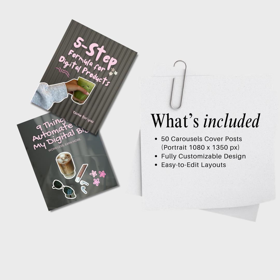 Pink Instagram Carousel Cover Templates | Canva Social Media Posts (Digital Download)