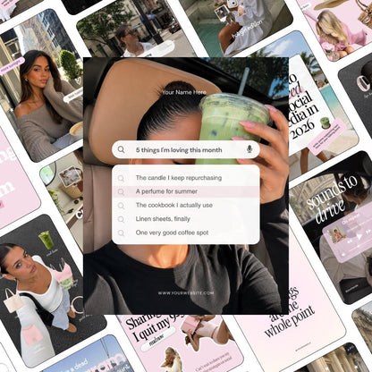 Lifestyle Content Creator Instagram Templates, Pink Feminine Canva Templates for Influencers, Aesthetic Feed Social Media (Canva)