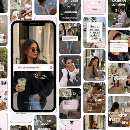 Lifestyle Content Creator Instagram Templates, Pink Feminine Canva Templates for Influencers, Aesthetic Feed Social Media (Canva)