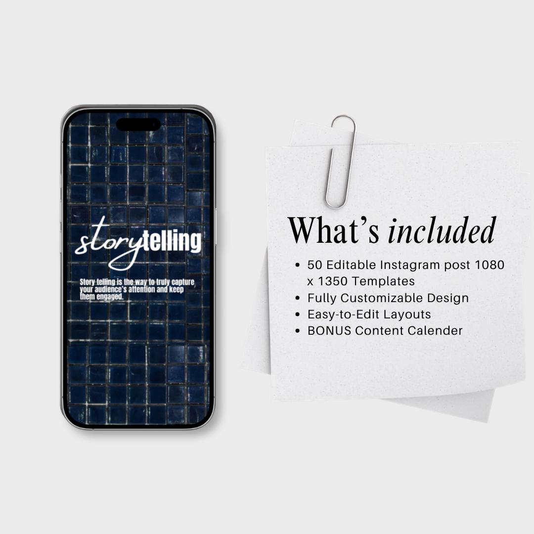Navy Blue 2026 Instagram Templates | Aesthetic Canva Templates for Any Niche | Editable Social Media Templates | editorial IG Modern Feed