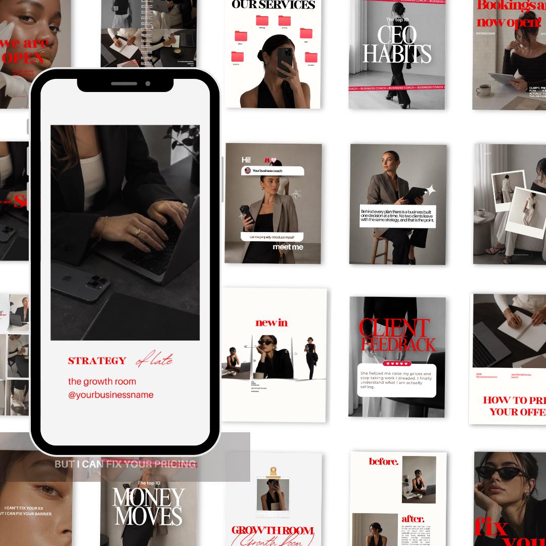 Business Coach Instagram Templates | Bold Luxury Canva Bundle | Coaching Social Media Content (Instant Download)