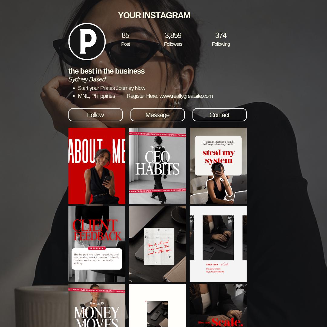Business Coach Instagram Templates | Bold Luxury Canva Bundle | Coaching Social Media Content (Instant Download)