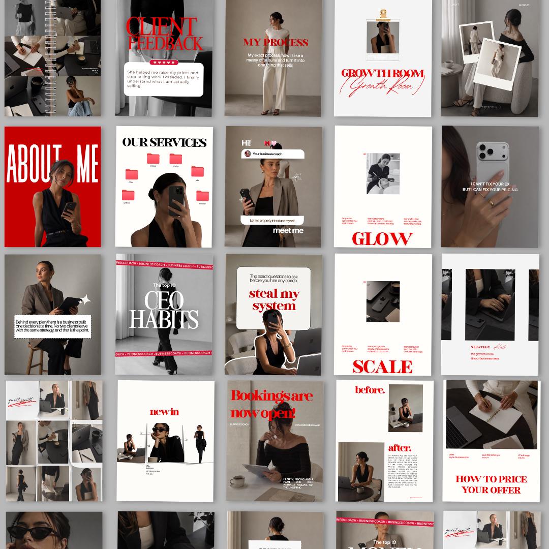 Business Coach Instagram Templates, Editable Canva Social Media Branding (25 Posts)
