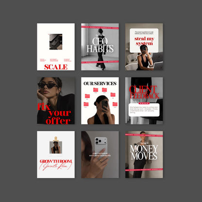 Business Coach Instagram Templates, Editable Canva Social Media Branding (25 Posts)