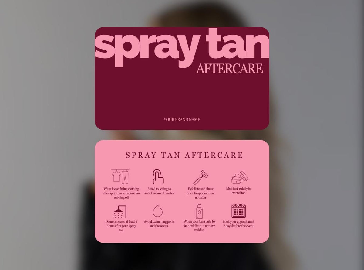 Spray Tan Aftercare Card Template, Editable Canva Aftercare Instructions for Tanning Technicians, Salon Client Care Card, Printable