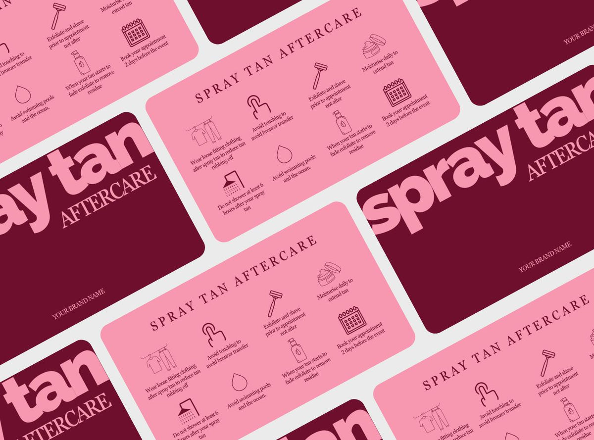 Spray Tan Aftercare Card Template, Editable Canva Aftercare Instructions for Tanning Technicians, Salon Client Care Card, Printable