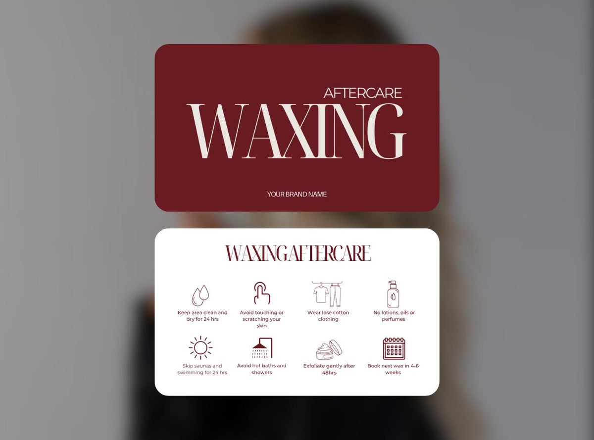 Waxing Aftercare Cards | Waxing Care Card for Clients | Editable Printable Salon Template | Beauty Business Card