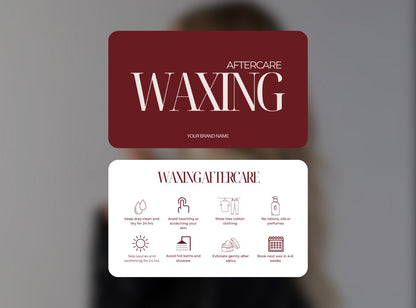 Waxing Aftercare Cards | Waxing Care Card for Clients | Editable Printable Salon Template | Beauty Business Card