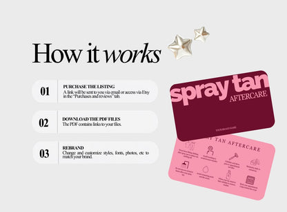 Spray Tan Aftercare Card Template, Editable Canva Aftercare Instructions for Tanning Technicians, Salon Client Care Card, Printable