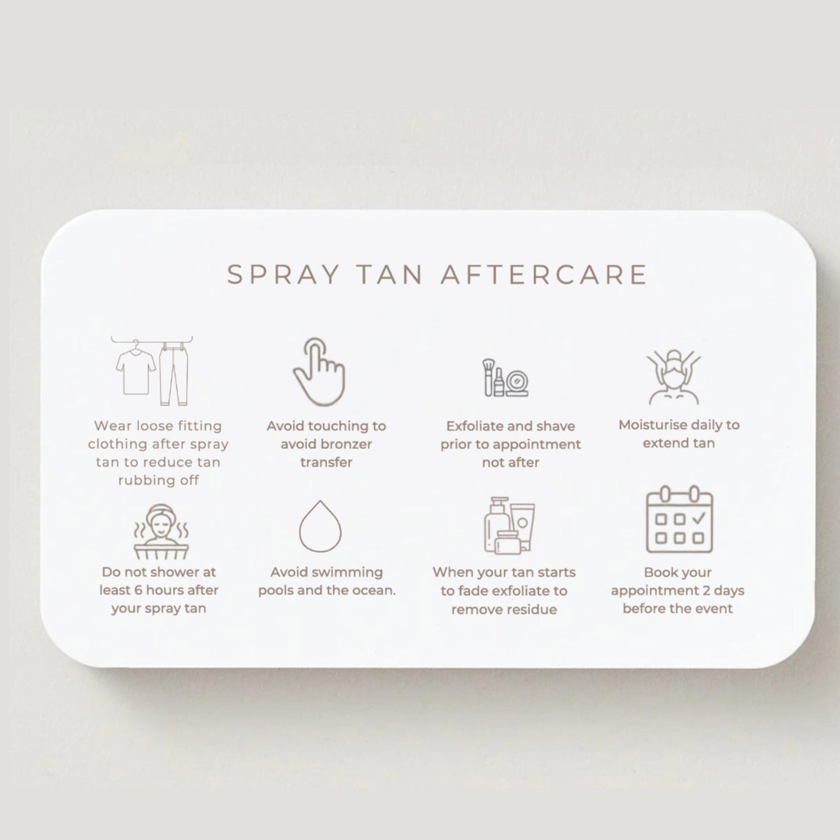 Spray Tan Aftercare Card Template, Editable Canva Aftercare Instructions for Tanning Technicians, Salon Client Care Card, Printable