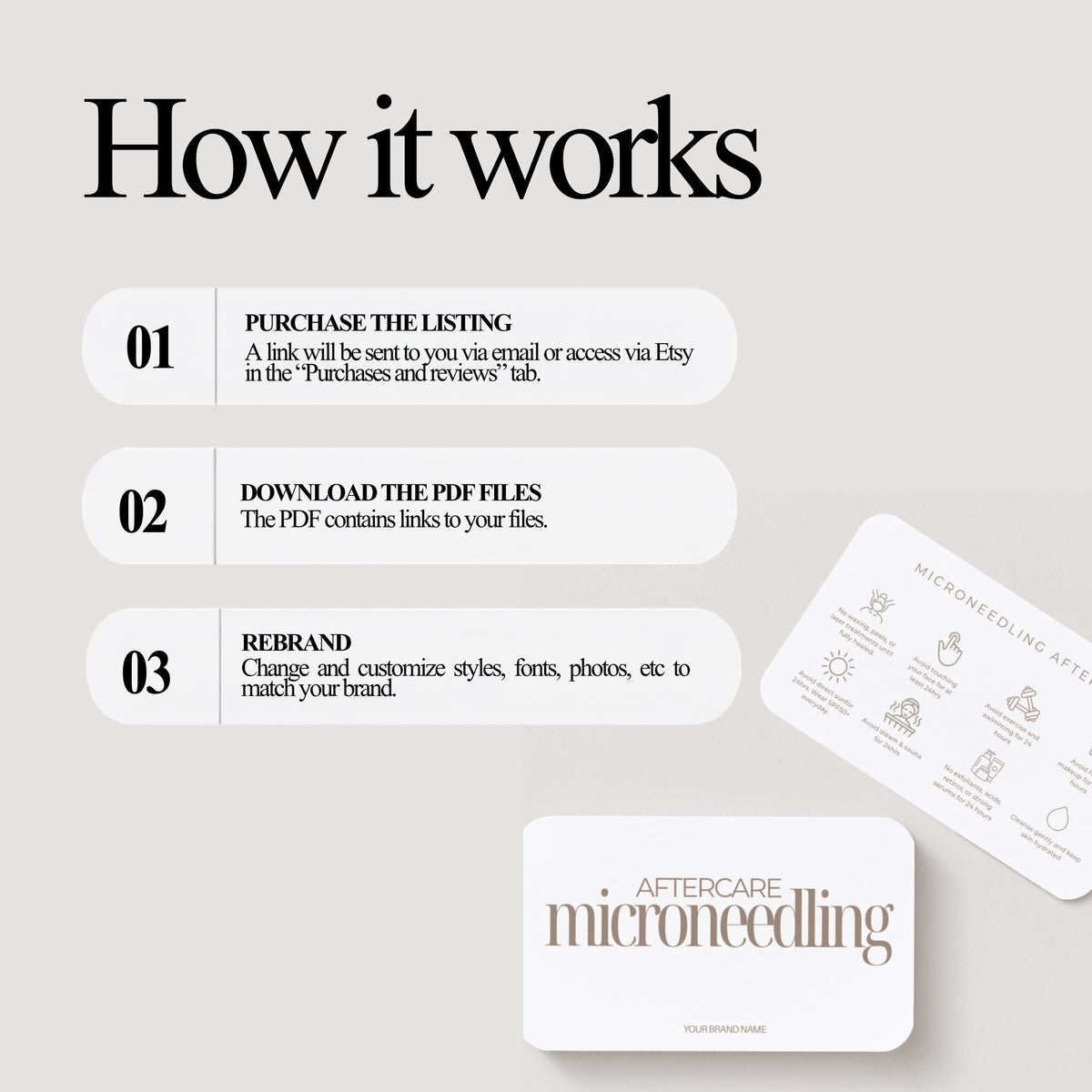 Microneedling Aftercare Card Template, Editable Canva Aftercare Instructions for Estheticians, Skin Clinic Client Care Card, Printable