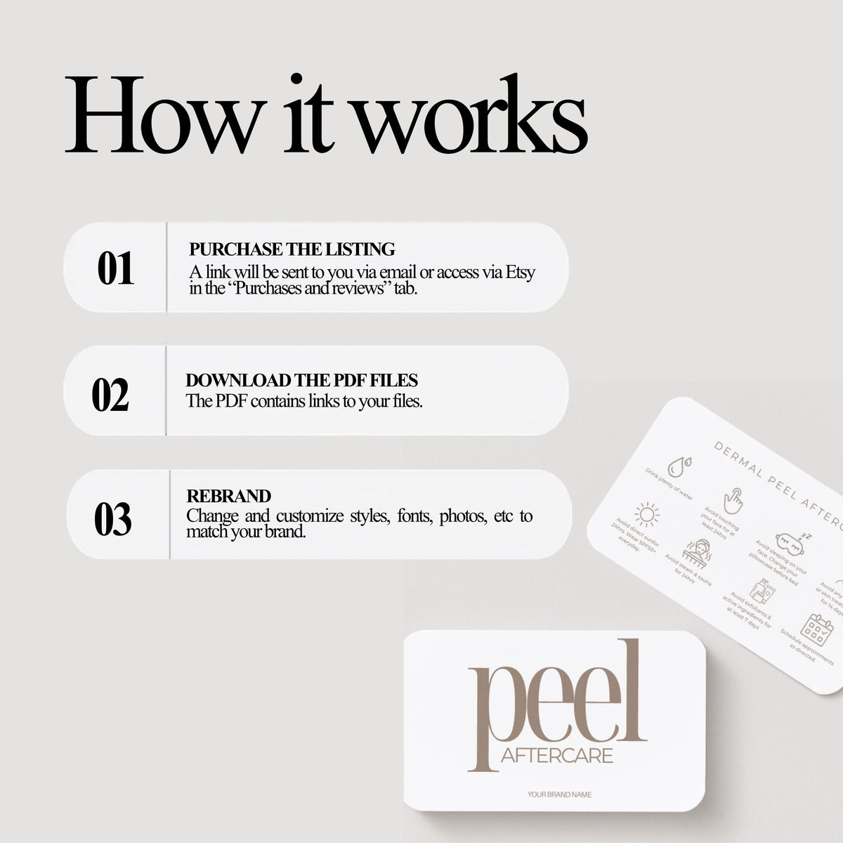 Dermal Peel Aftercare Card Template, Editable Canva Aftercare Instructions for Estheticians, Skin Clinic Client Care Card, Printable