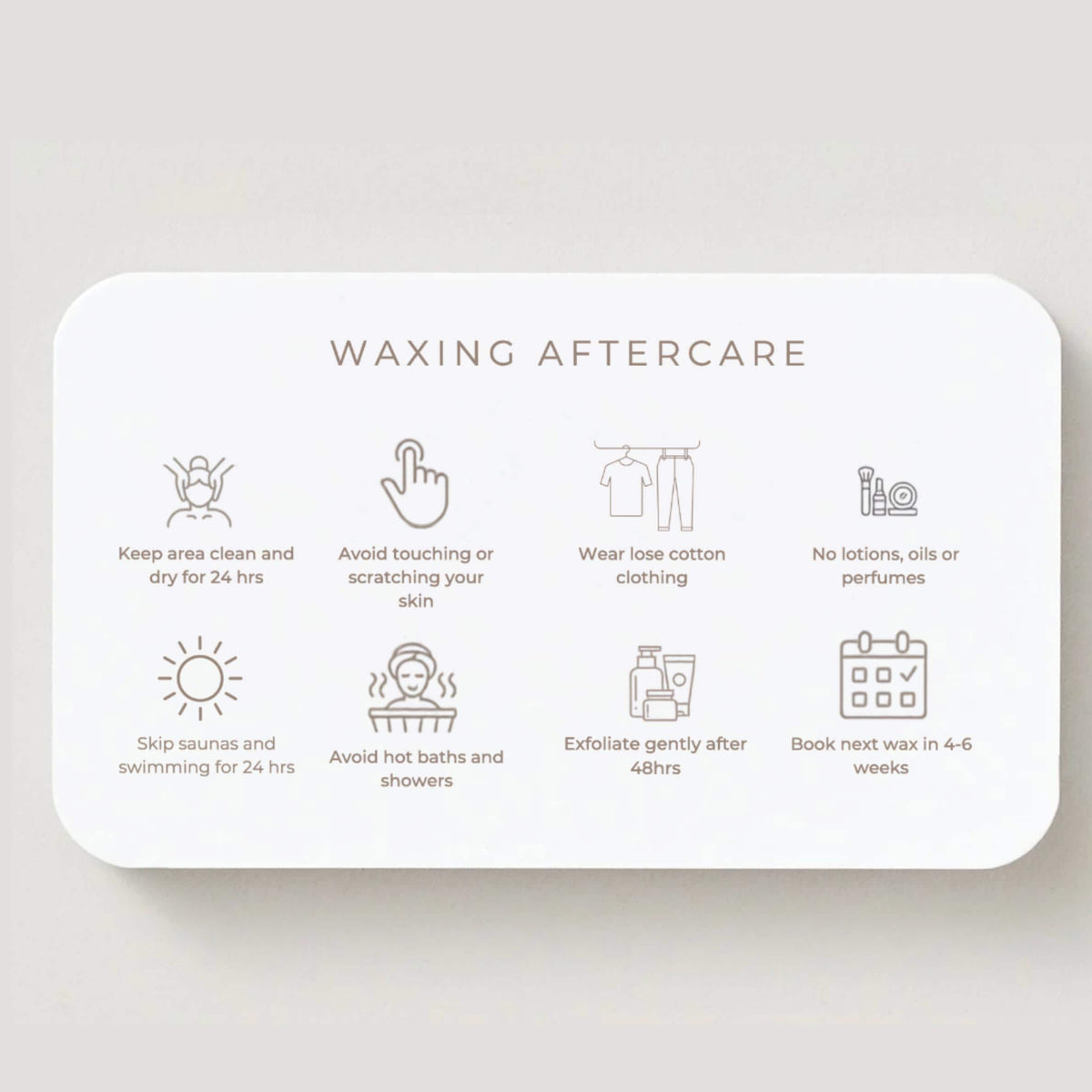 Waxing Aftercare Cards | Waxing Care Card for Clients | Editable Printable Salon Template | Beauty Business Card