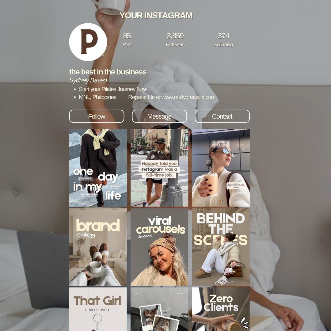 Neutral Aesthetic Instagram Coaching Templates, Trendy Modern Pinterest Inspired Beige Canva Templates for UGC, Content Creator, SMM Viral