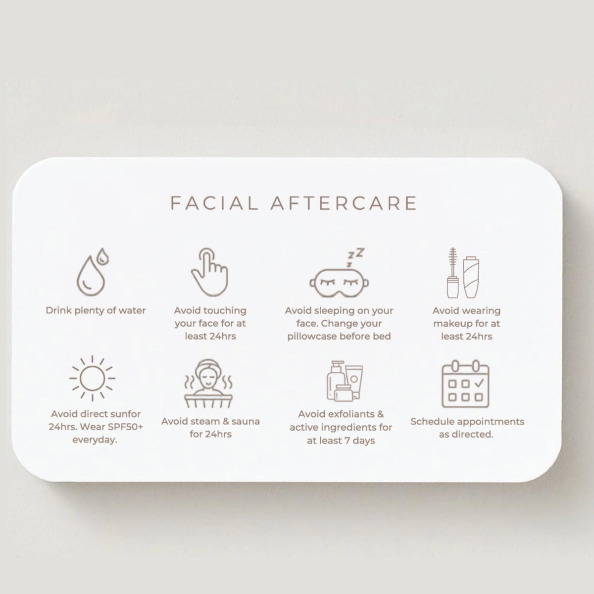 Facial Aftercare Cards | Skincare After Treatment Care Card for Clients | Editable Printable Salon Template | Esthetician Business Card