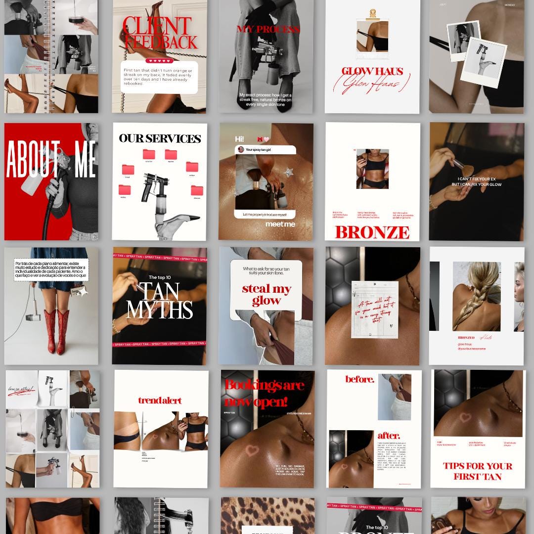 Luxury Spray Tan Instagram Templates, Spray Tanning Templates, Spray Tan Social Media, Spray Tan Branding, Spray Tanning Social Media