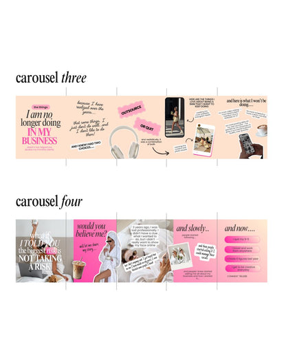 Seamless Instagram Carousel Post Templates - Social Media Manager Templates - Seamless Carousels - Portrait Instagram Posts - Peach Pink