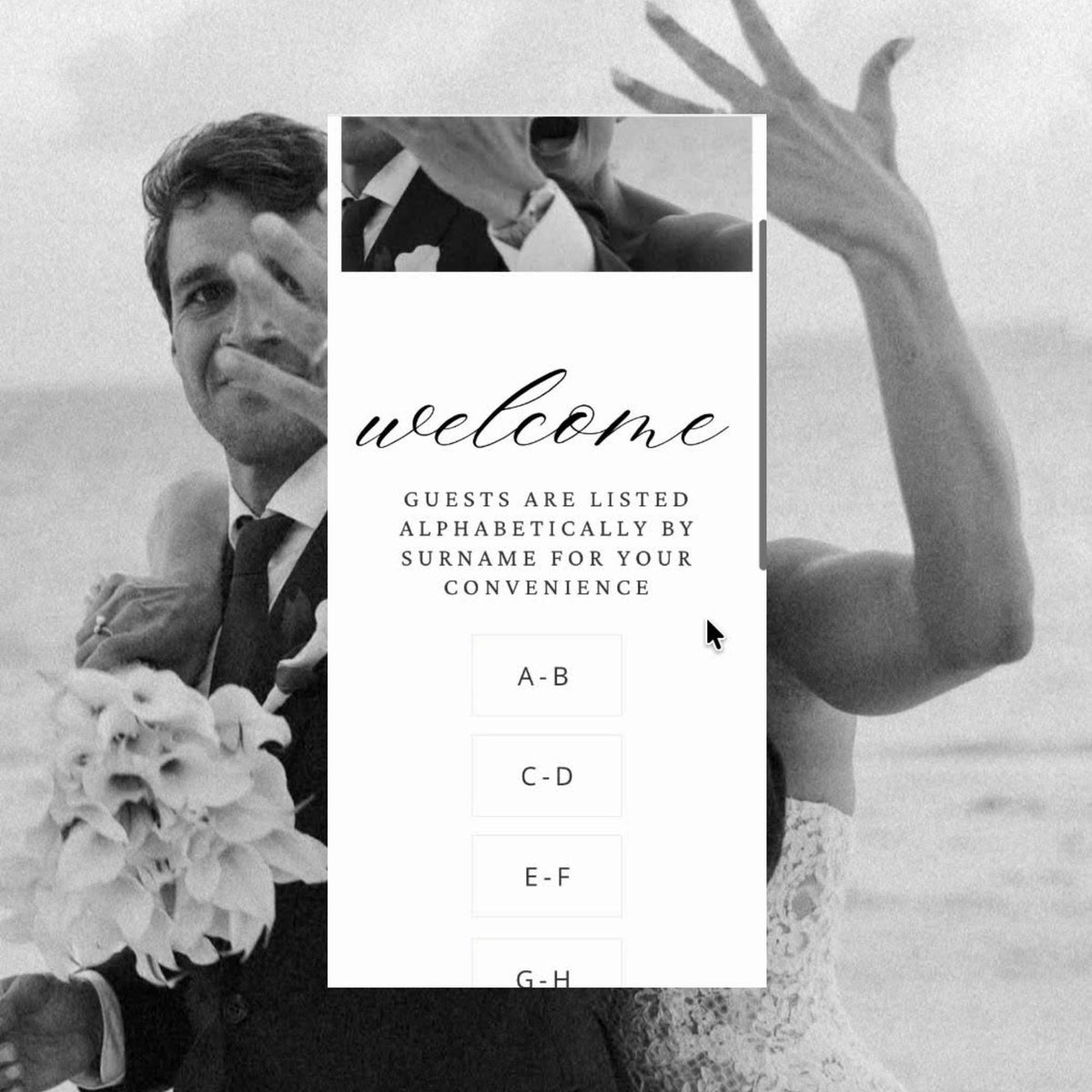 Seating Chart with QR Code Sign Template, Editable Wedding Alphabetical Guest Seating Website, Minimalist Find Your Seat Sign