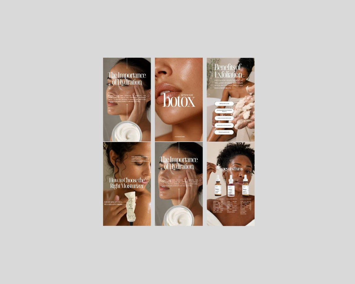 Esthetician Instagram Post Templates | Blue Skincare Canva Templates | Skincare Business Social Media Bundle | 50 Templates