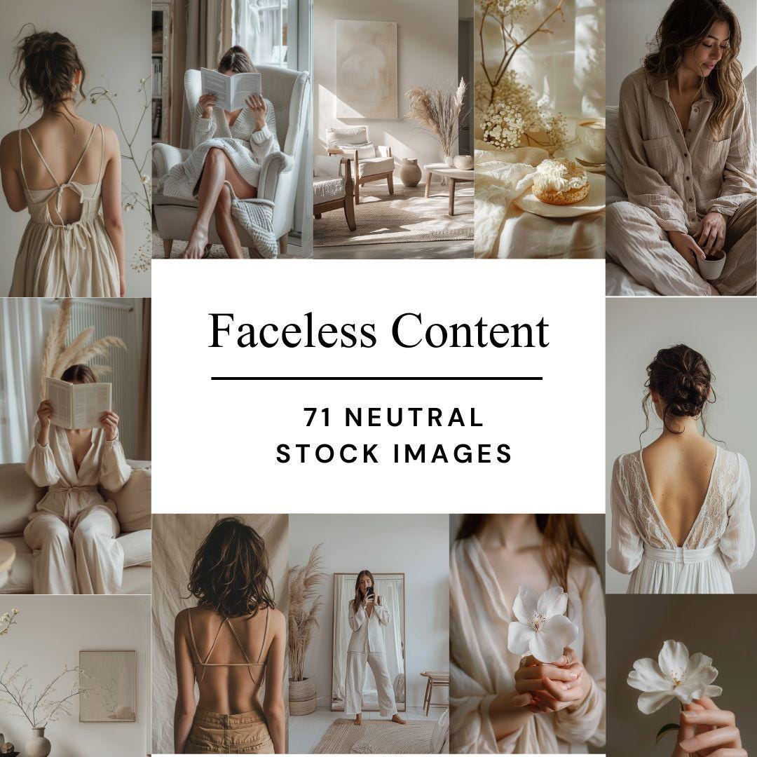 Faceless Stock Photos Bundle | 71 Neutral Aesthetic Instagram Photos | Faceless Content Creator Pack | Beige Lifestyle Digital Download