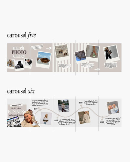 Carousel Templates - Social Media Manager Templates - Seamless Carousels - Portrait Instagram Posts - Content Creator - Neutral Social Media