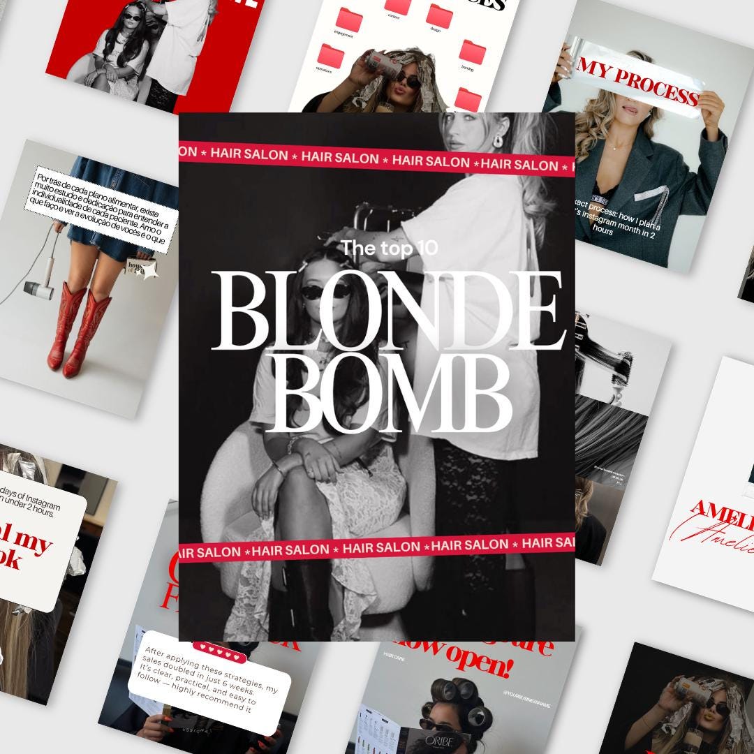 Hair Stylist Instagram Templates Canva | Red Black White Hair Salon Social Media Posts | Hairdresser Canva Template | Hair Extensions
