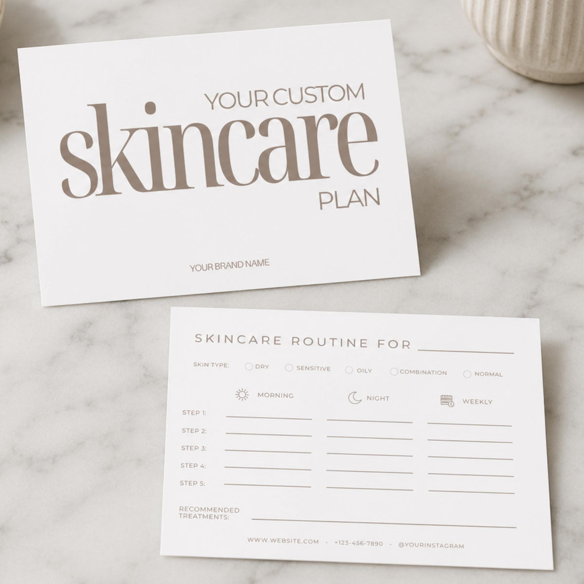 Skincare Routine Plan Card Template: Medspa and Esthetician Client Aftercare (Canva)