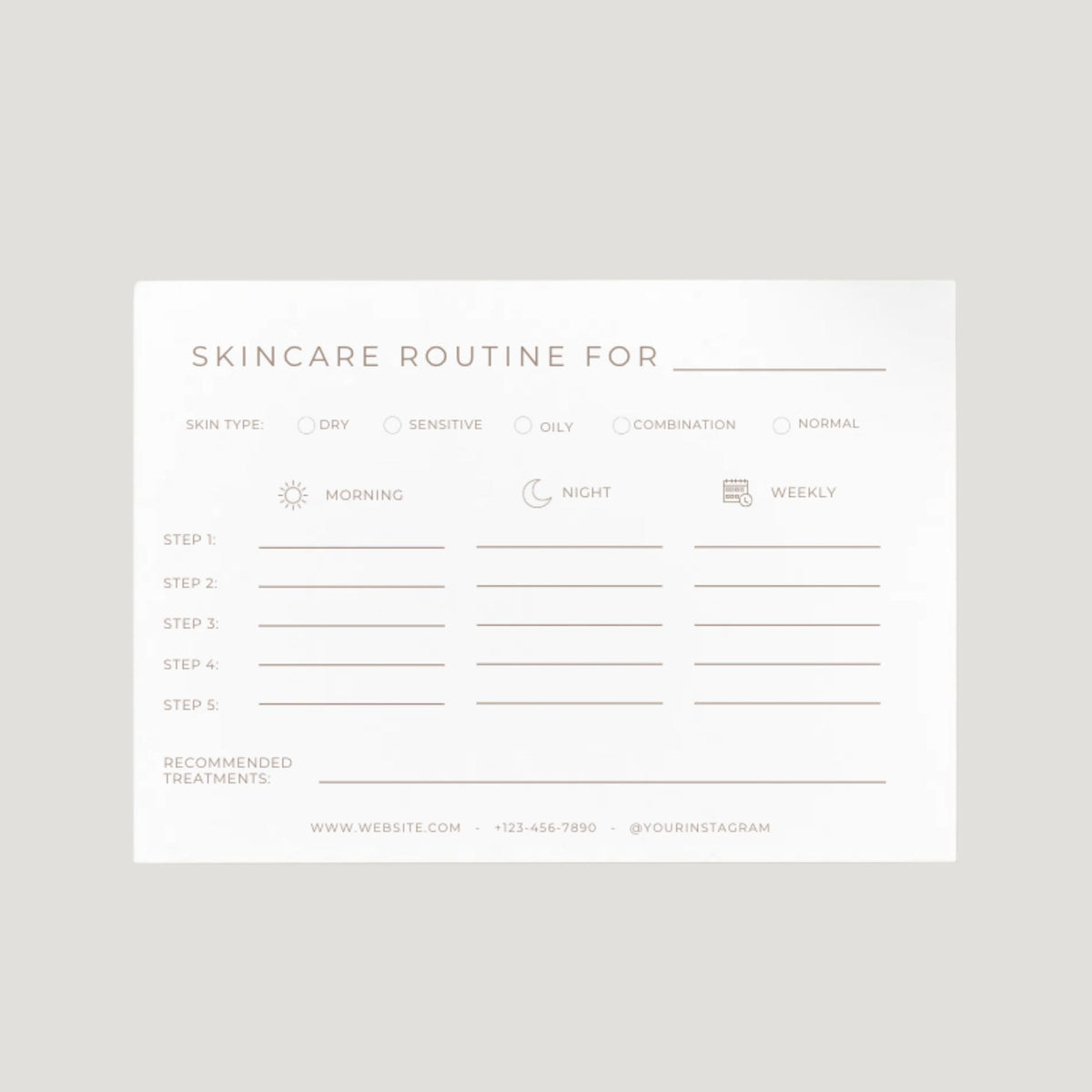 Skincare Routine Plan Card Template: Medspa and Esthetician Client Aftercare (Canva)