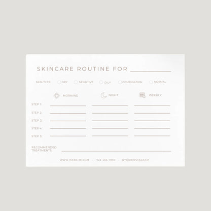 Skincare Routine Plan Card Template: Medspa and Esthetician Client Aftercare (Canva)