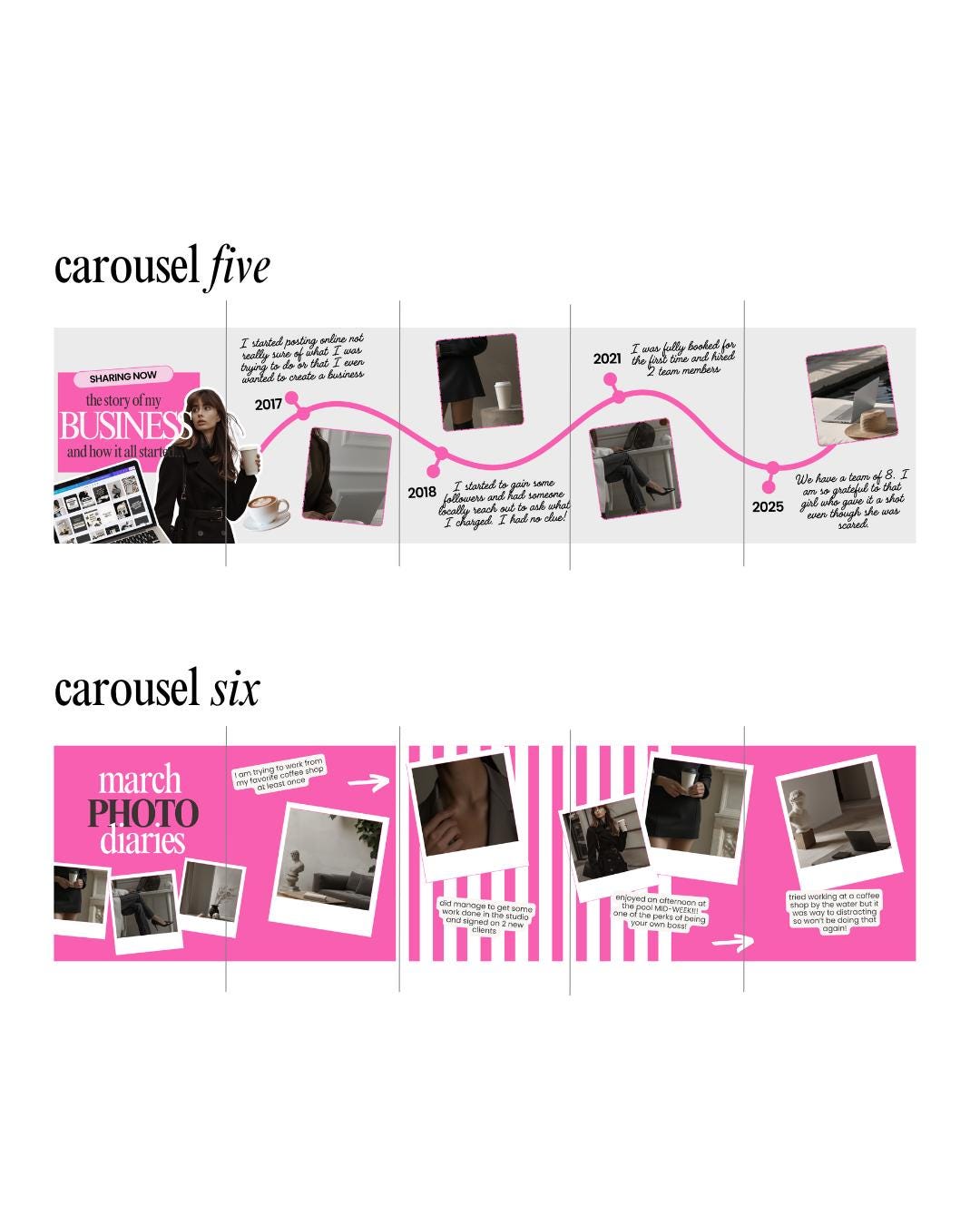 Pink Social Media Carousel Templates, Social Media Manager Templates, Instagram template, Social media marketing, Social media posts