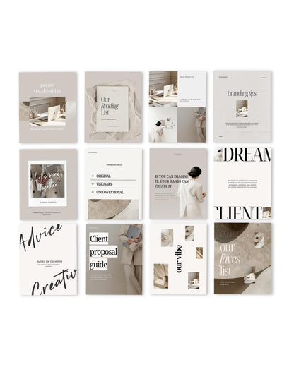 15 Instagram Carousel Templates Canva Editable Neutral Aesthetic Minimalist Social Media Posts Mix and Match Covers
