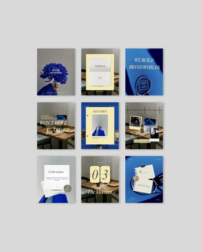 Canva Instagram Templates | Blue Yellow Business Social Media (41 Posts)
